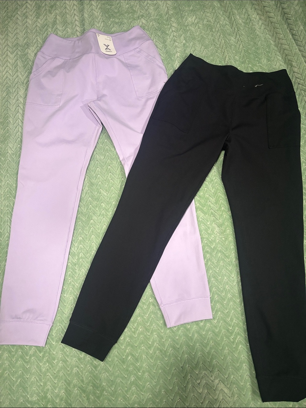 Xersion Lavender and Black Kids Jogger Pants Duo